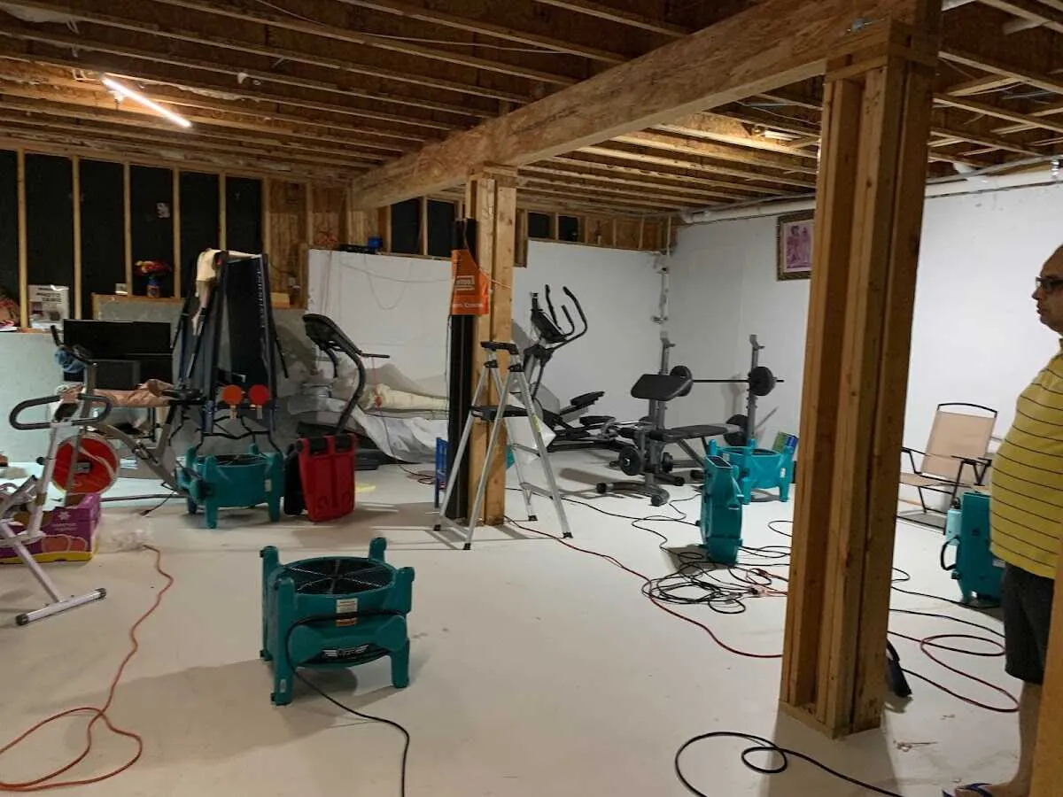 Basement drying equipment setup for Contents Cleaning & Restoration in Colusa